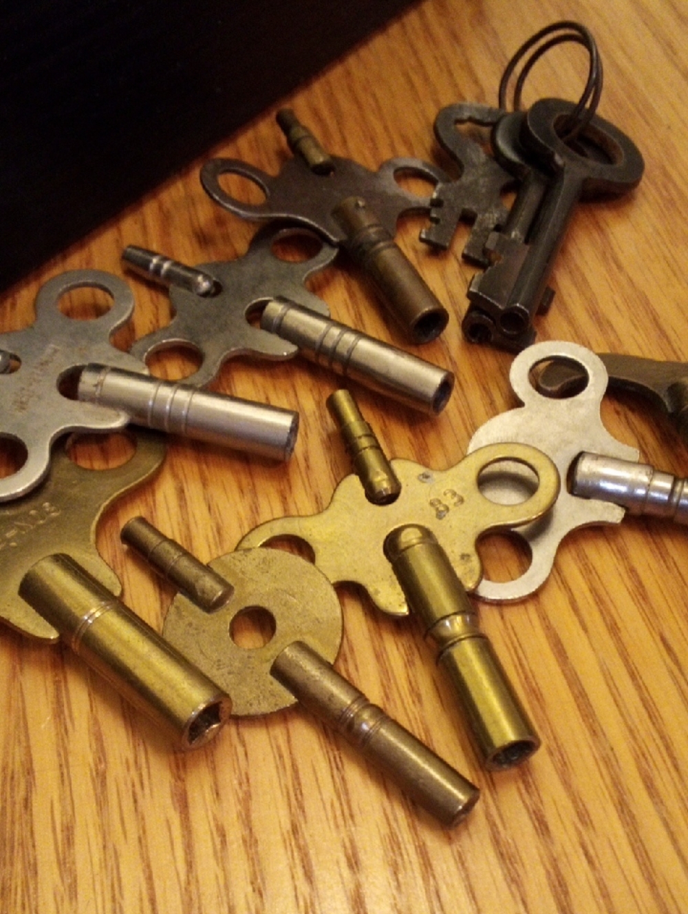 Vintage Clock Winding Keys - Brass & Silver Tones